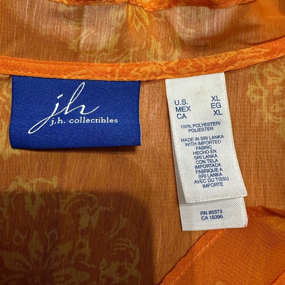 j. h. Collectibles beautiful sheer button front top excellent condition. - Picture 7 of 7